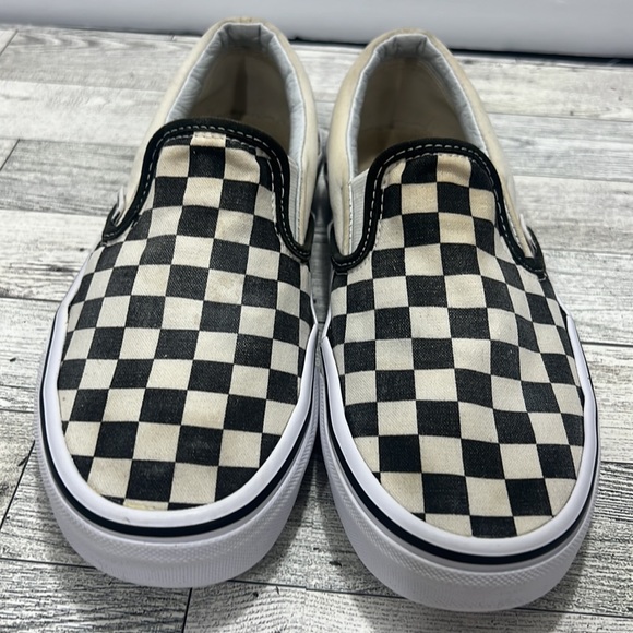 Vans Classic Unisex Size 4.5 US Slip On Checkerboard Canvas White Black Shoes - Picture 14 of 16